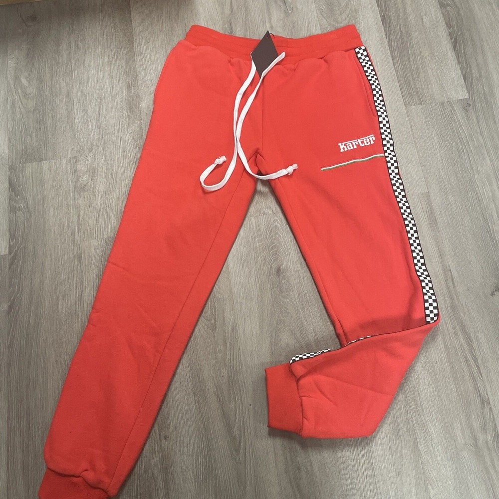 KARTER COLLECTION RED CHECKERED DRAWSTRING SWEATPANTS SIZE XL MENS NEW